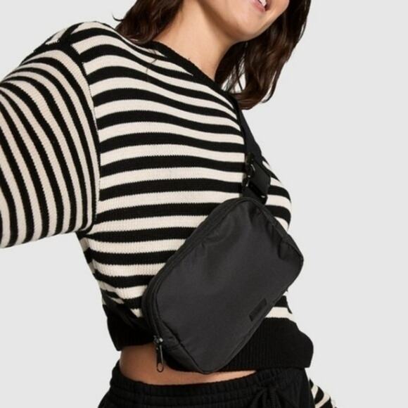 PINK Victorias Secret belt bag in canvas black sling - Picture 2 of 8